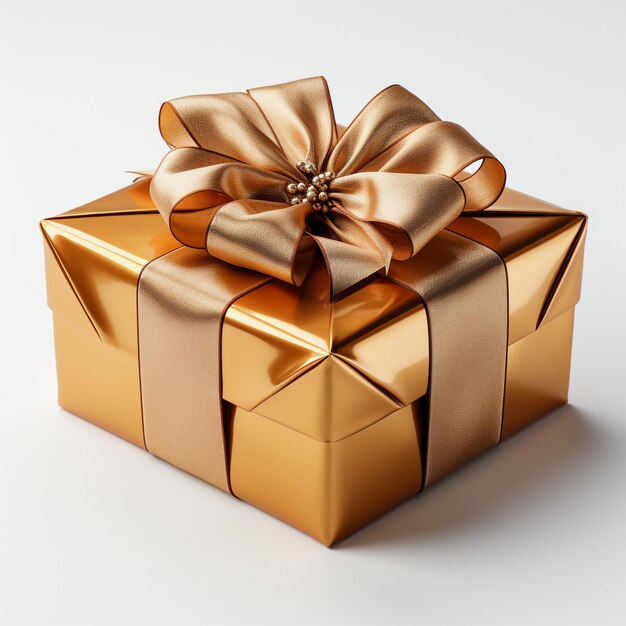 Una scatola da regalo vivace adornata da un arco e un nastro ben legati su uno sfondo colorato