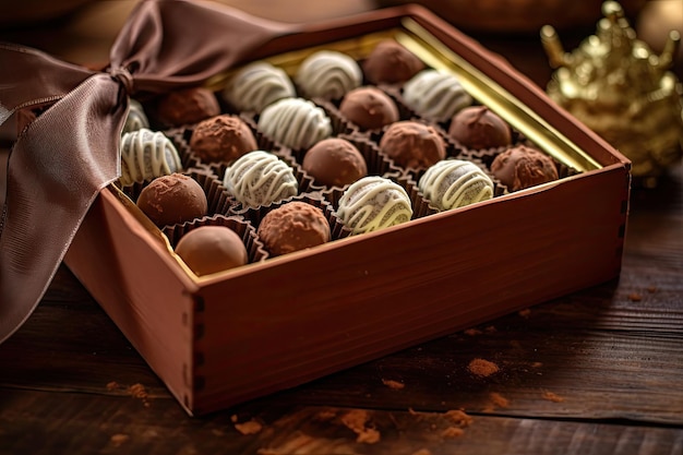 una scatola di cioccolatini su un tavolo