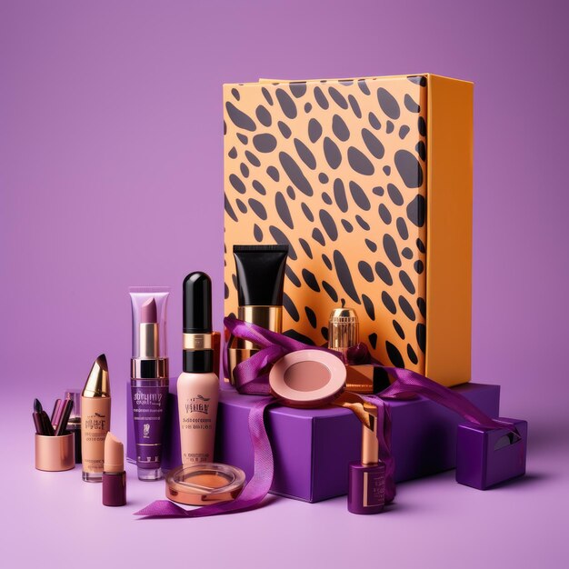 una scatola di cosmetici con una stampa di leopardo