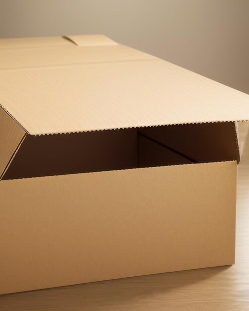 Una scatola marrone con un buco nel mezzo che dice "la scatola è aperta"