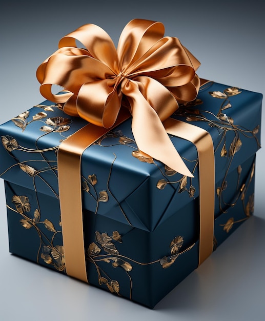 una scatola regalo con un tocco dorato