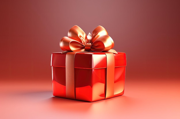Una scatola regalo rossa con un fiocco d'oro