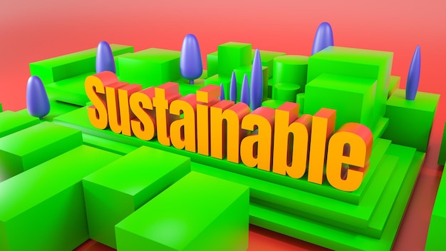 Una scatola verde e arancione con sopra la parola sostenibile.