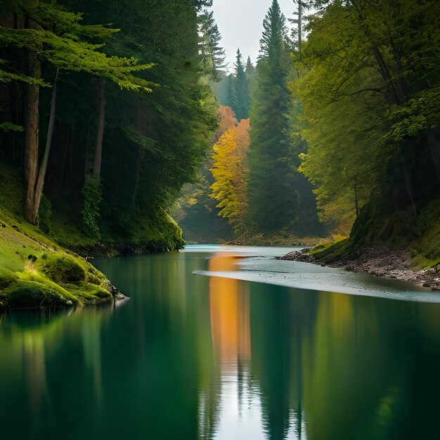 una scena affascinante di bella natura riflessa sull'acqua