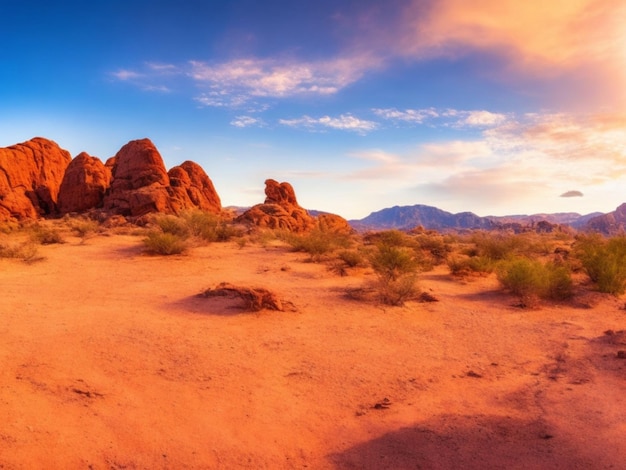 Una scena al tramonto nel deserto