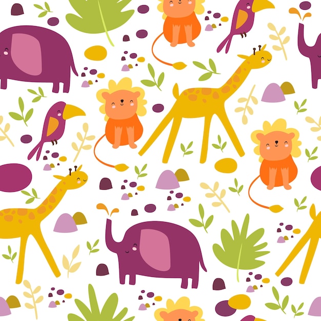 una scena colorata di cartoni animati con giraffe e giraffe