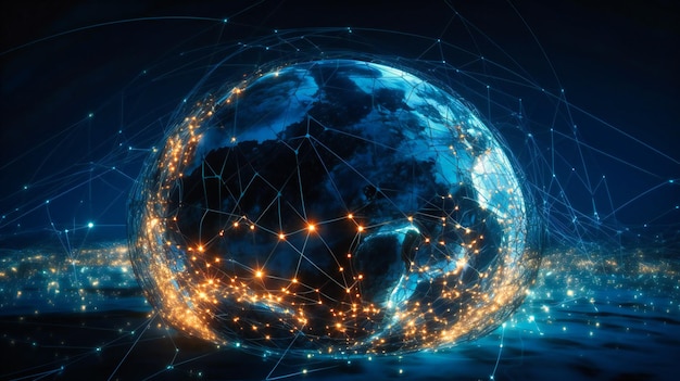 Una scena con la terra che mostra tutte le linee dati