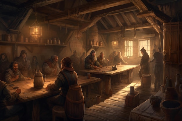 Una scena da una taverna chiamata il witcher.
