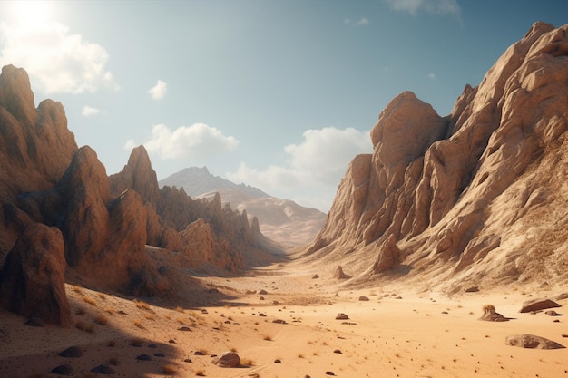 Una scena del deserto con una scena del deserto.