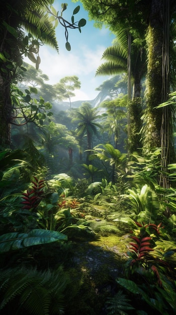 Una scena della giungla con una scena della giungla.