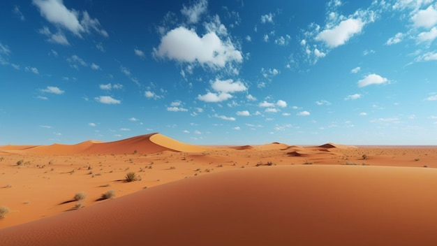 Una scena desertica con un cielo azzurro e poche nuvole