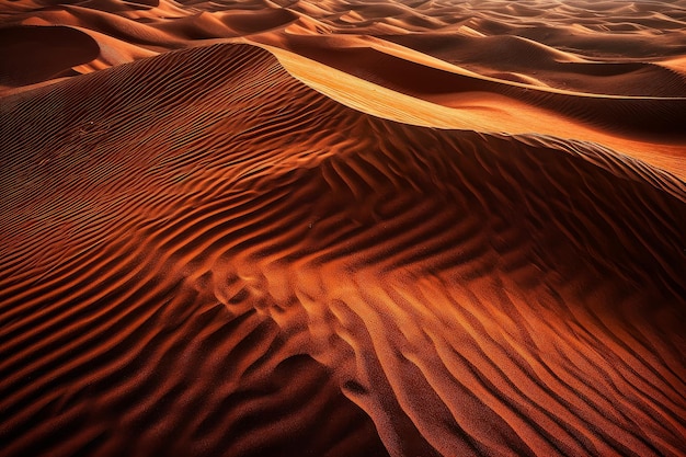 Una scena desertica con una duna di sabbia in primo piano e la parola deserto in basso a destra.