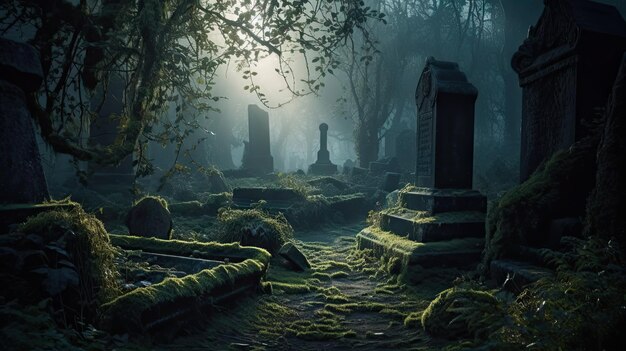 Una scena di cimitero inquietantemente bella.