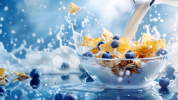 una scena di colazione affascinante con una ciotola di cereali al centro dell'attenzione