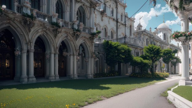 Una scena di strada con un edificio e un cartello che dice "la parola st. Francesco '