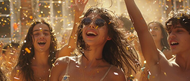 Foto una scena di un film in hd con alcuni giovani che festeggiano