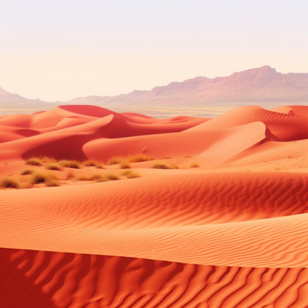 Una scena nel deserto con una montagna sullo sfondo