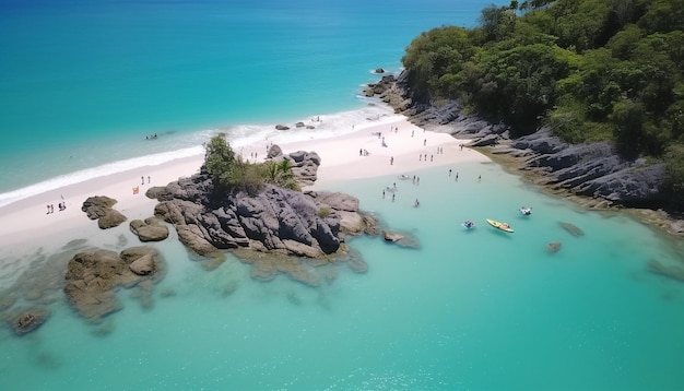 Una scena tranquilla di una costa turchese perfetta per le vacanze generate da AI