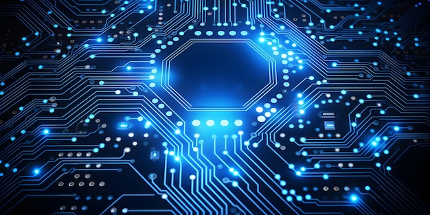 una scheda a circuito blu con le parole " brillare al buio "