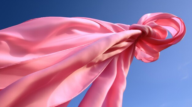 Una sciarpa di nastro rosa che fluttua nel vento