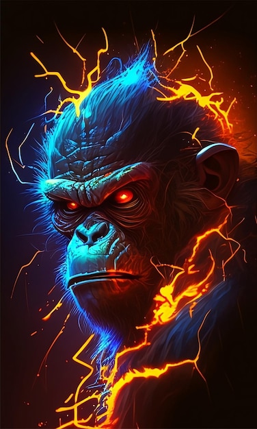 Una scimmia con il fuoco in faccia
