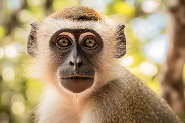 una scimmia con una faccia molto grande e un naso molto lungo