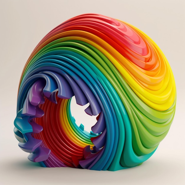 Una scultura colorata di un volto di carta