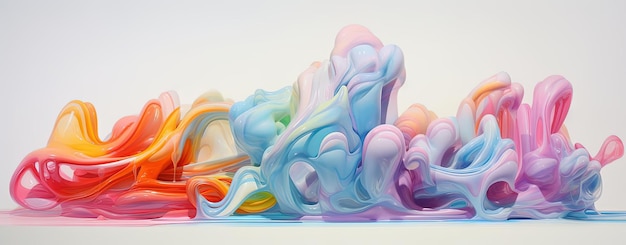 una scultura di ghiaccio animata color arcobaleno nello stile di elementi surreali