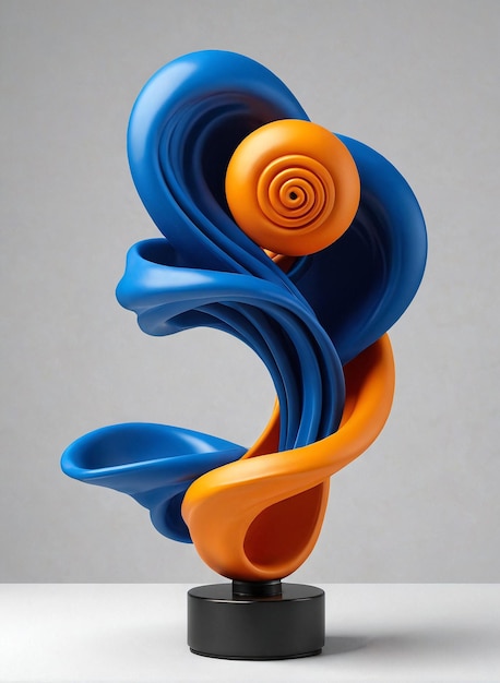 una scultura fatta di blu e arancione