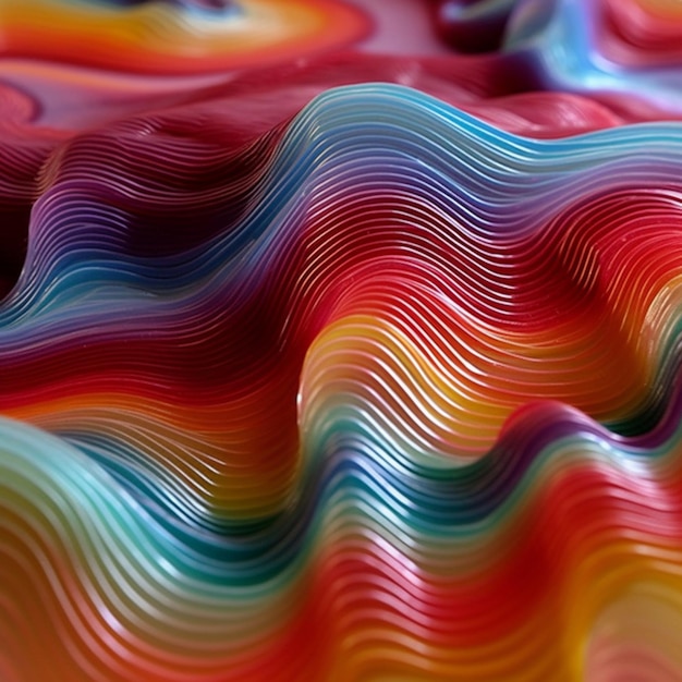 Una scultura in vetro colorato di un'onda.