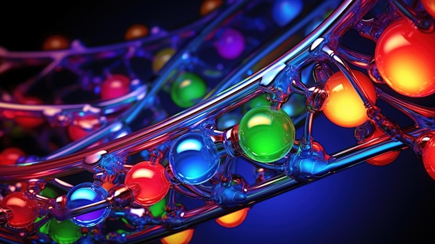 una scultura in vetro colorato di una bottiglia di vetro di perle di vetro in un espositore di vetro.
