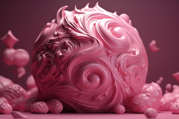 Una scultura rosa con sfondo rosa