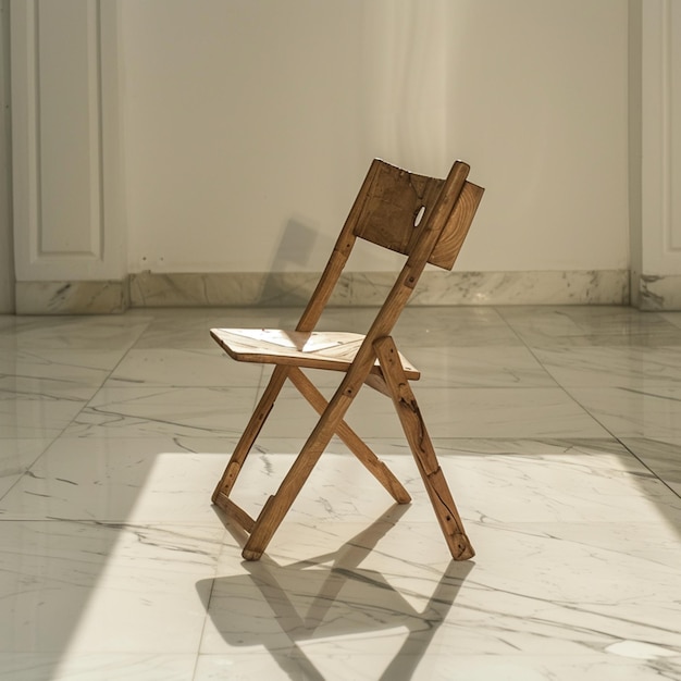 una sedia che è seduta nel pavimento con la parola su di esso