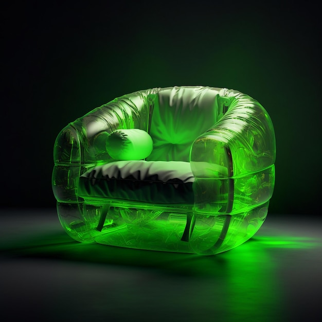 Una sedia che ha una luce verde su di essa
