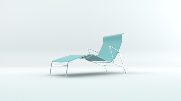 Una sedia da pranzo 3d con basi lunghe e schienale corto con sfondo e colore bianco. Adatto per mangiare