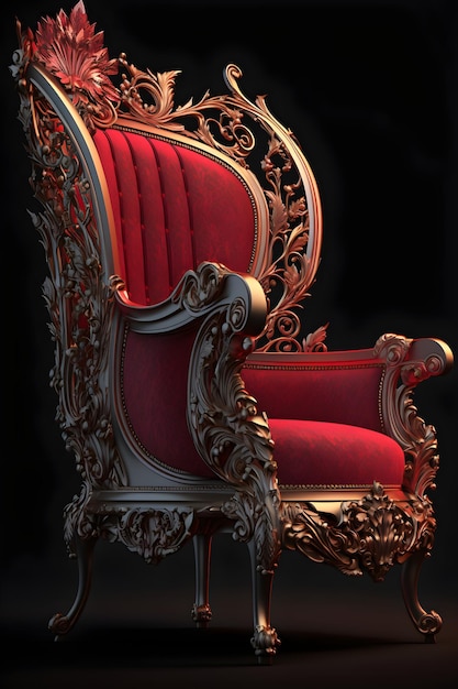 Una sedia rossa e nera con un sedile rosso e la parola "re" sopra.
