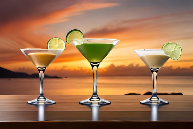 Una selezione di cocktail tra cui lime lime e succo di limerealisti
