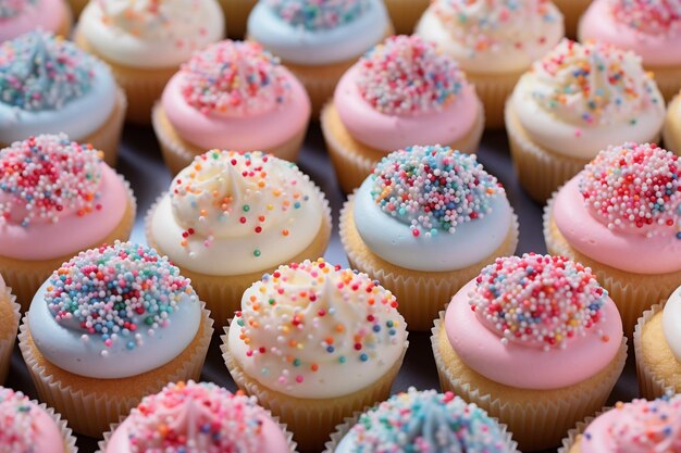 Una selezione di cupcake con spruzzi di diversi colori