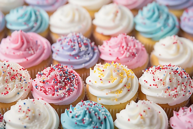 Una selezione di cupcake con spruzzi di diversi colori