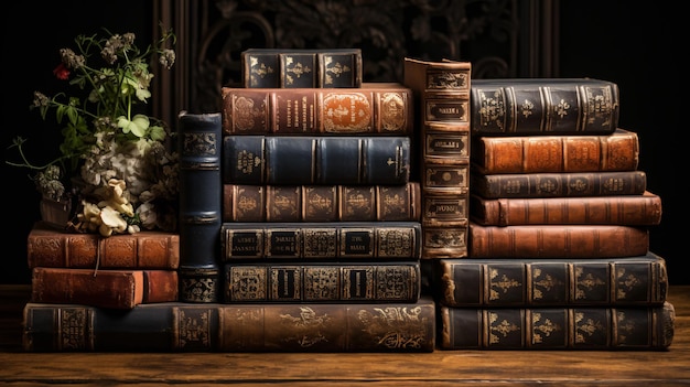 Una selezione di libri antichi con rilegature in pelle invecchiata che dimostrano il fascino della letteratura classica e della saggezza