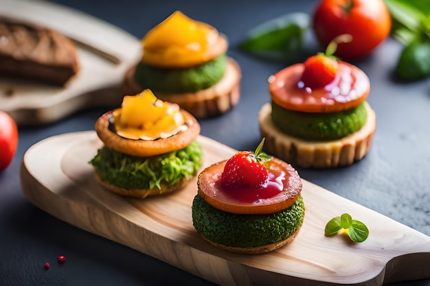 una selezione di mini torte su un tagliere