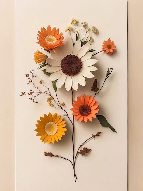 Una semplice arte floreale 3D con colori tenui utilizzando lo stile Boho