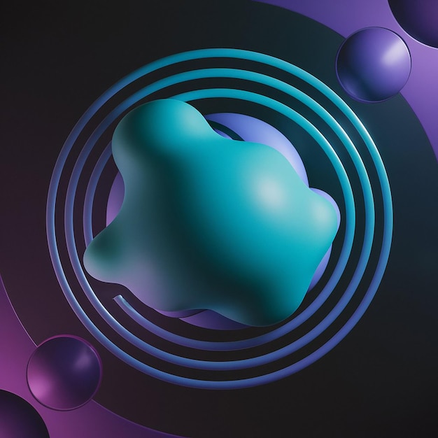 Una semplice forma di macchia 3D con cerchi concentrici intorno ad essa