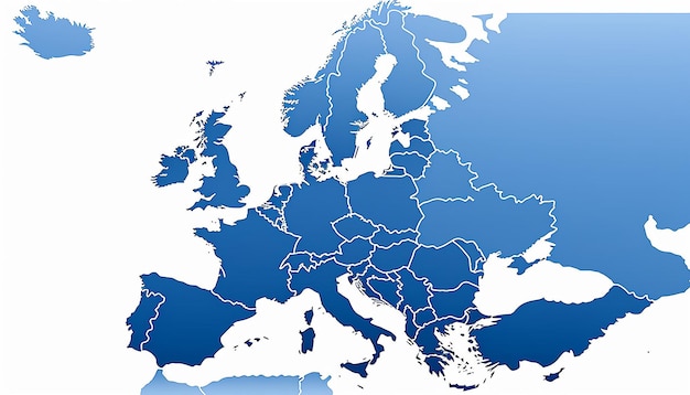 Una semplice mappa dell'Europa su sfondo bianco senza alcun testo o logo