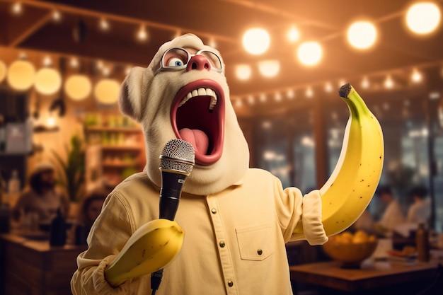 Una serata di karaoke a tema banana in un club