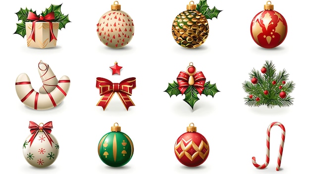 Una serie di decorazioni natalizie