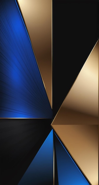 una serie di disegni geometrici dorati e neri con uno sfondo blu