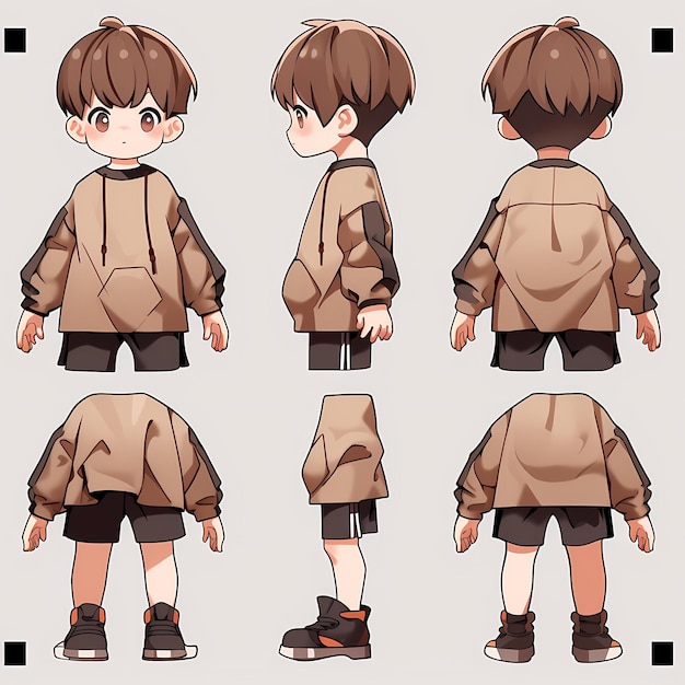 una serie di immagini di un ragazzo che indossa una giacca.