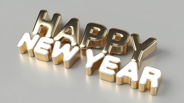 una serie di lettere dorate luccicanti che dicono buon anno nuovo