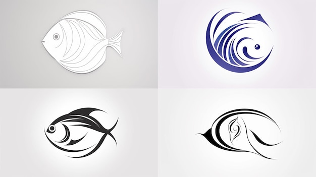 Una serie di loghi con su scritto "pesce".